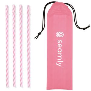 4 Reusable Straws in Drawstring Pouch