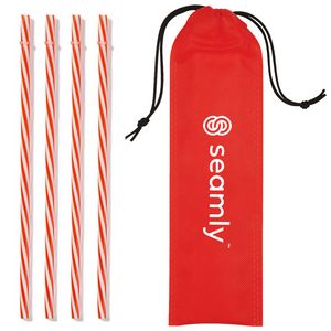 4 Reusable Straws in Drawstring Pouch