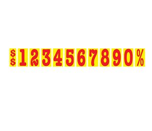 5 Â½" Red & Yellow Non Fade Number Decals (Set of 12)