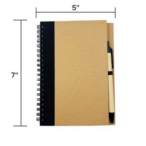 5" x 7" Soft Cover Kraft Spiral Journal With Pen