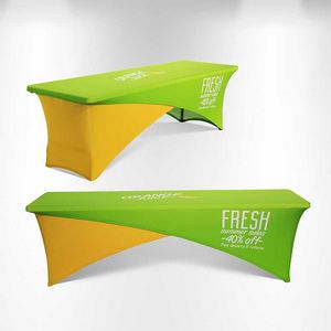 6' Cross-over Stretch Table Covers in Full Color Overall