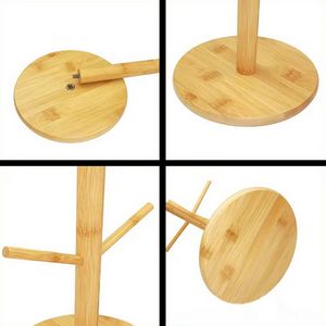 6-Peg Bamboo Mug Rack