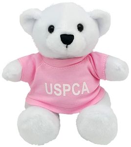 6" Sitting White Teddy Bear Beanie with Embroidered Eyes