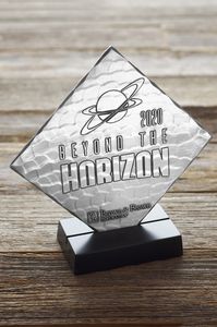 7" Diamond Award w/Wood Base