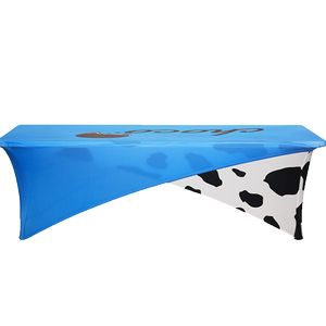 8' Cross-over Stretch Table Covers in Full Color Overall
