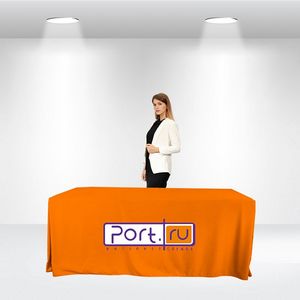8' Fitted Table Cover with Pleats in Full Color Overall