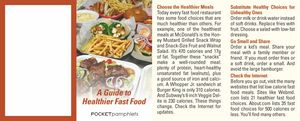 A Guide to Healthier Fast Food Pocket Pamphlet