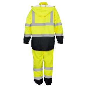 ANSI Class 3 Hi-Vis Polyester/PU Rain Coat & Pants