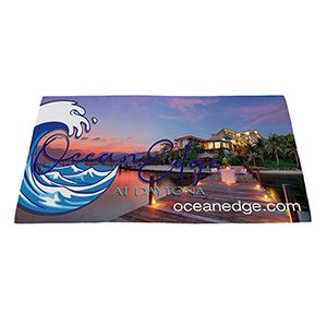 "AQUA" 30" x 60" Full Color Recycled RPET Waffle Weave Sand Free Beach/Yoga Towel