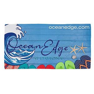 "AQUA" 30" x 60" Full Color Recycled RPET Waffle Weave Sand Free Beach/Yoga Towel