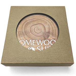 Absorbent Stone Coasters w/Upscale Digital Bkgnds | Square | 4" x 4" | Set of 2 | Natural Kraft Box