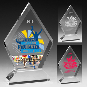 Acrylic Diamond Award w/4-Color Process (6"x 7 1/2"x 1/2")
