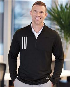 AdidasÂ® 3-Stripes Double Knit Quarter-Zip Pullover