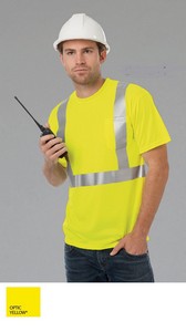 Adult Hi-Visibility Tee Shirt w/Reflective Stripe CLASS 2
