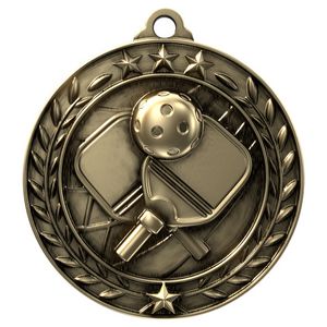 Antique Pickleball Wreath Award Medallion (1-3/4")