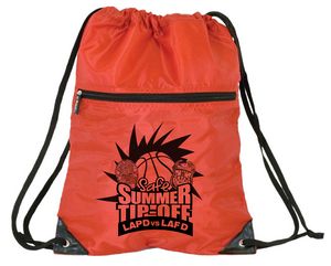 Athletic Drawstring Backpack W/ Front Zipper