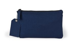 Avery Cotton Zippered Pouch - Navy Blue