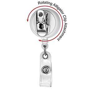 "Bellefontaine VL" Retractable Badge Reel & Badge Holder w/Rotating Alligator Clip (Full Color)