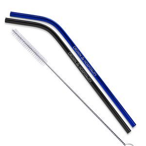 Bent Stainless Steel Straws: Set of 2" Black