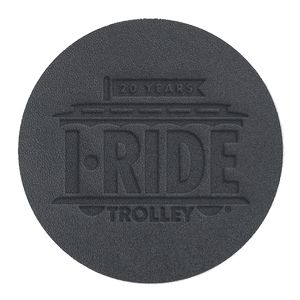 Black Leather Coaster | Circle | 3 7/8" dia. | Debossed