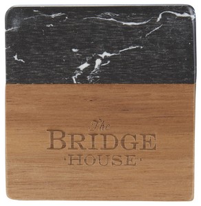 Black Marble and Wood Coaster Set