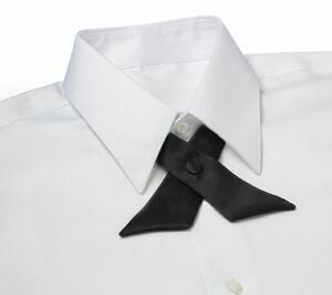 Black Polyester Satin Crossover Tie