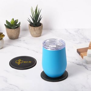 Bonded Leather Round Coaster Single