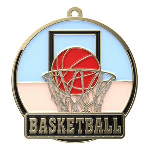 Bright Gold Basketball High Tech Medallion (2")
