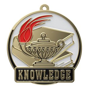 Bright Gold Book & Lamp High Tech Medallion (2")