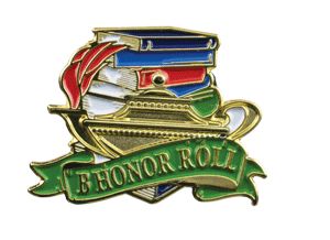 Bright Gold Educational B Honor Roll Lapel Pin (1-1/8")
