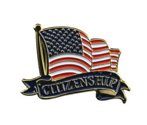 Bright Gold Educational Citizenship Lapel Pin (1-1/8")