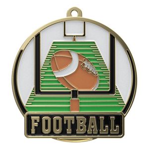 Bright Gold Football High Tech Medallion (2")