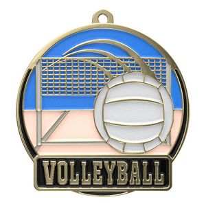 Bright Gold Volleyball High Tech Medallion (2")