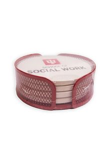 Burgundy Mesh Holder Gift Set w/ 4 Round Coasters