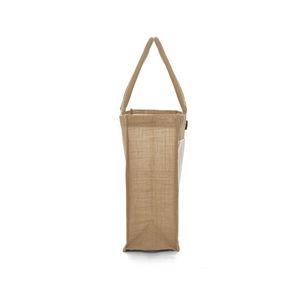 Button-Closure Jute Tote Bag