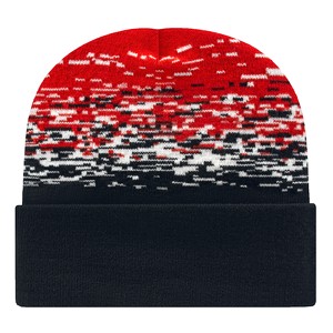C A Static Pattern Knit Cap With Cuff