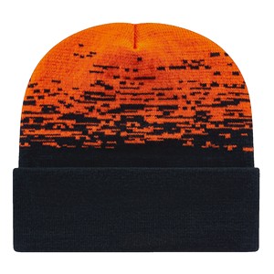 C A Static Pattern Knit Cap With Cuff