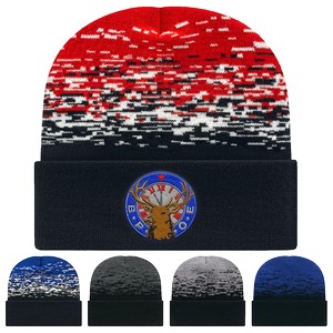 C A Static Pattern Knit Cap With Cuff