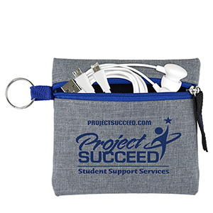 "CAPRI" Heathered Gray Zipper Pouch