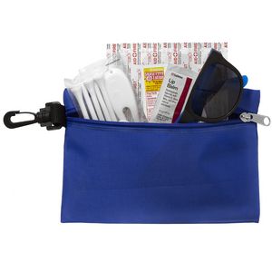 "CHIP" 15 Piece Golf Kit in Supersized Zipper Pack Components inserted into Zipper kit with Carabine
