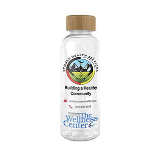 "CLEARLY FLOW" 16 oz Recycled RPET Bottle With Bamboo Cap