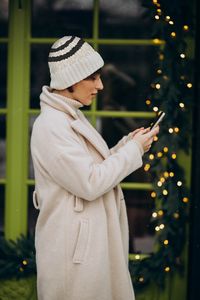 Cable Knit Beanie With Fold/Cuff And Pom