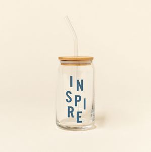 Can Glass With Lid And Straw