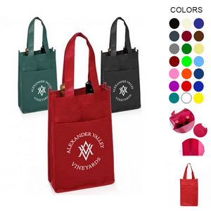 Carry On - 2 Bottle Wine Tote Bag W/ Pocket 12.9" X 8.6" X 4.3"