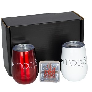Celebration Set with Stainless Wine Tumblers & Reusable Drink Cubes