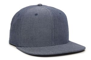 Chambray Flat Bill Cap w/Snap Back