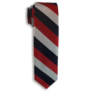 City Collection Gray/Navy/Red Striped Narrow Tie