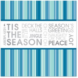 Classic-Blue & Silver Stripes Holiday Greeting Card