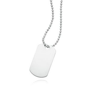 Classic Dog Tag W/ Long Beaded Chain