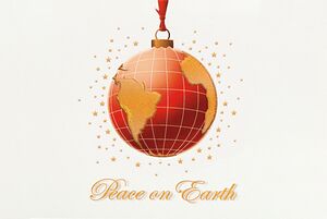 Classic-Raised Relief Globe Ornament Holiday Greeting Card (5"x7")